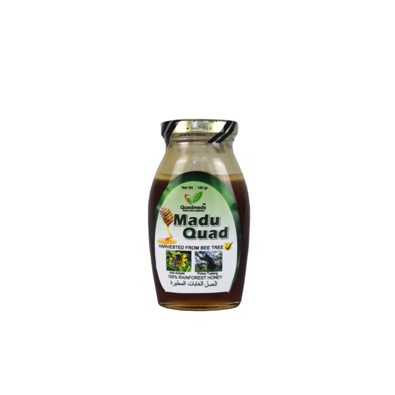 Madu Quad 180g – Madu Tualang Asli dalam Botol Kaca
